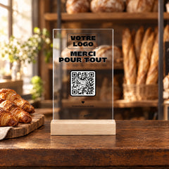 Plaque pourboire personnalisée en acrylique dans une boulangerie