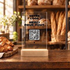 Plaque pourboire personnalisée LED dans une boulangerie