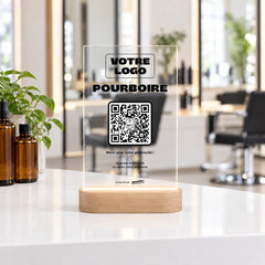 Plaque pourboire personnalisée LED dans un salon de coiffure