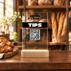 Plaque pourboire personnalisée LED dans une boulangerie
