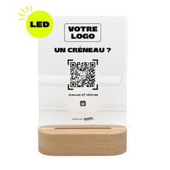 Plaque rendez-vous Un créneau personnalisée LED socle bois