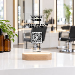 Plaque rendez-vous personnalisée LED dans un salon de coiffure