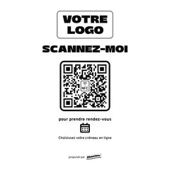 Plaque rendez-vous Scannez-moi pour prendre rendez-vous personnalisée LED socle bois