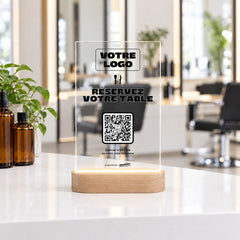 Plaque rendez-vous personnalisée LED dans un salon de coiffure