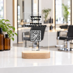 Plaque rendez-vous personnalisée LED dans un salon de coiffure