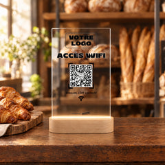 Plaque wifi personnalisée LED dans une boulangerie