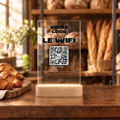 Plaque wifi personnalisée LED dans une boulangerie