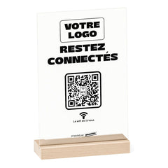 Plaque wifi Restez connectés personnalisée en acrylique